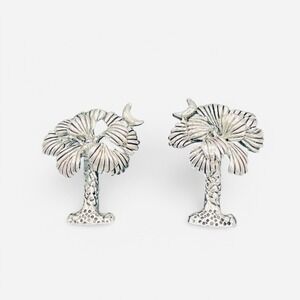 Best SC Palmetto Tree‎ Moon Earrings Silver Tone South Carolina Flag Stud Post